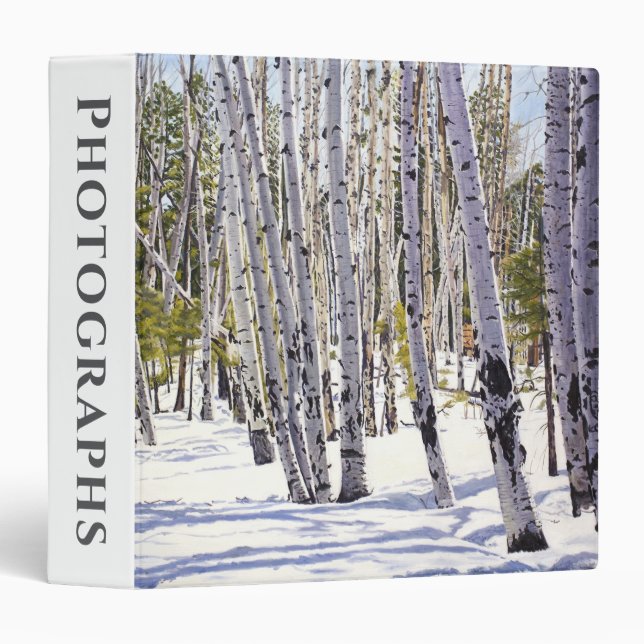 Winter Forest of Aspen Trees in Snow  3 Ring Binder (Front/Spine)