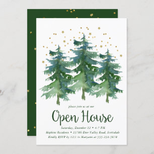 Winter Forest Open House Christmas Party Invitation