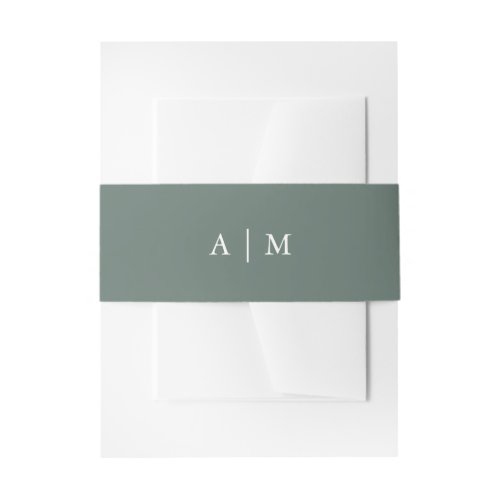 Winter Forest  Pine Green Monogram Wedding Invitation Belly Band