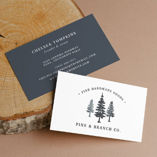 Winter Forest Pine Tree Logo Business Card