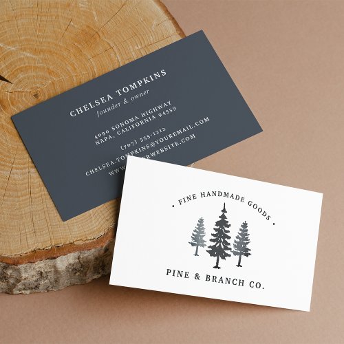 Winter Forest  Pine Tree Logo Business Card
