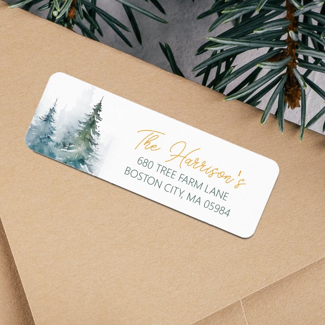Winter Forest Pine Trees Address Label (Winter Forest Pine Trees Address Label)