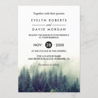 Winter Forest Pine Trees Elegant Chic Wedding Invitation