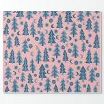 Winter Forest Pine Trees Moon Stars Gift Wrapping Paper<br><div class="desc">Check my shop for more colors and patterns plus matching gift bags and tissue paper too! If you'd like something custom let me know! Also please carefully note how Zazzle prints the pattern and make sure the size is ok for your needs. They repeat the pattern each 36" so it...</div>