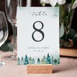 Winter Forest Pine Trees | Personalized Wedding Table Number<br><div class="desc">Winter Forest Pine Trees | Personalized Wedding Table Number Card. (1) Please customize this template one by one (e.g, from number 1 to xx) , and add each number card separately to your cart. (2) For further customization, please click the "customize further" link and use our design tool to modify...</div>