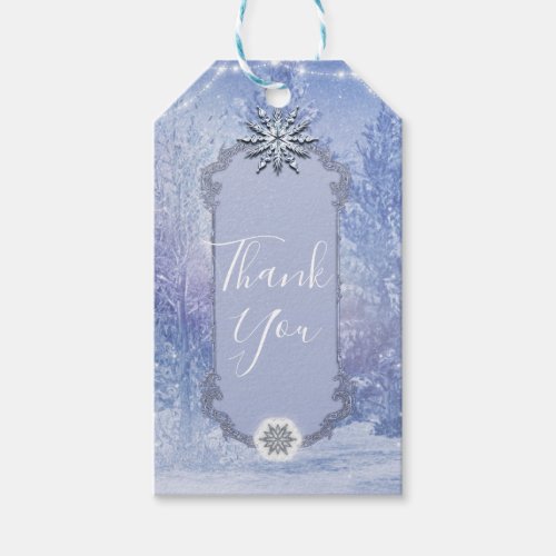 Winter Forest Pine Trees Snowflakes Elegant Favor Gift Tags