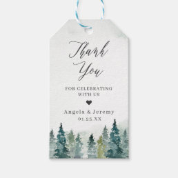 Winter Forest Pine Trees Wedding Favor Thank You Gift Tags