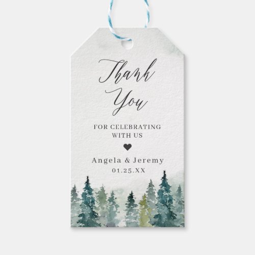 Winter Forest Pine Trees Wedding Favor Thank You Gift Tags