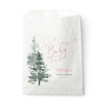 Winter Forest Pink It's Cold Outside Baby Shower Favor Bag