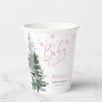 Winter Forest Pink It's Cold Outside Baby Shower Paper Cups