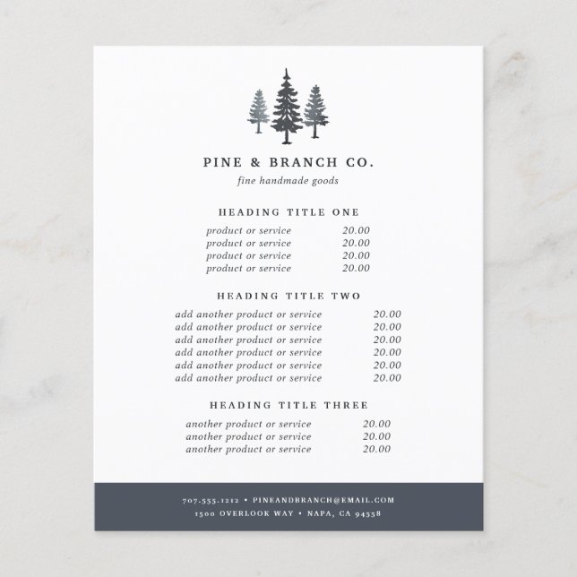 Winter Forest Pricing & Services Flyer (Front)