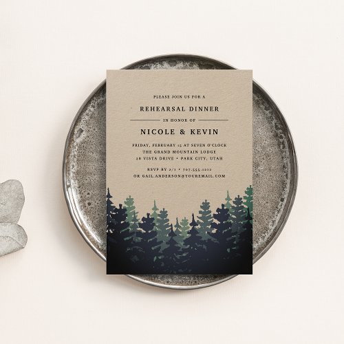 Winter Forest Rehearsal Dinner Invitation