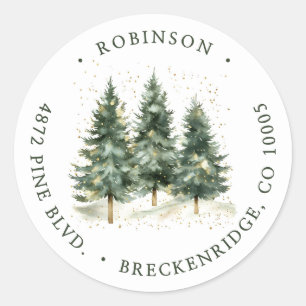 Winter Forest Return Address Classic Round Sticker
