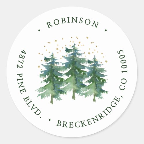Winter Forest Return Address Classic Round Sticker