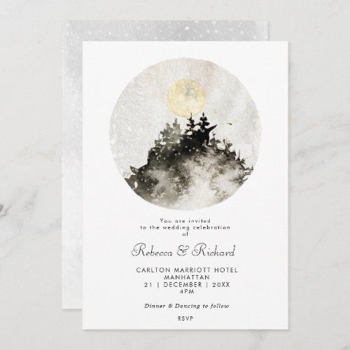 winter forest rustic wedding invitation