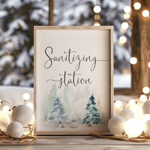Winter forest Sanitizing Station Poster