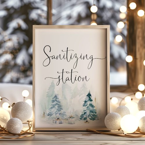 Winter forest Sanitizing Station Poster