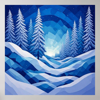 Winter Forest Sapphire Blue ❄️ Poster