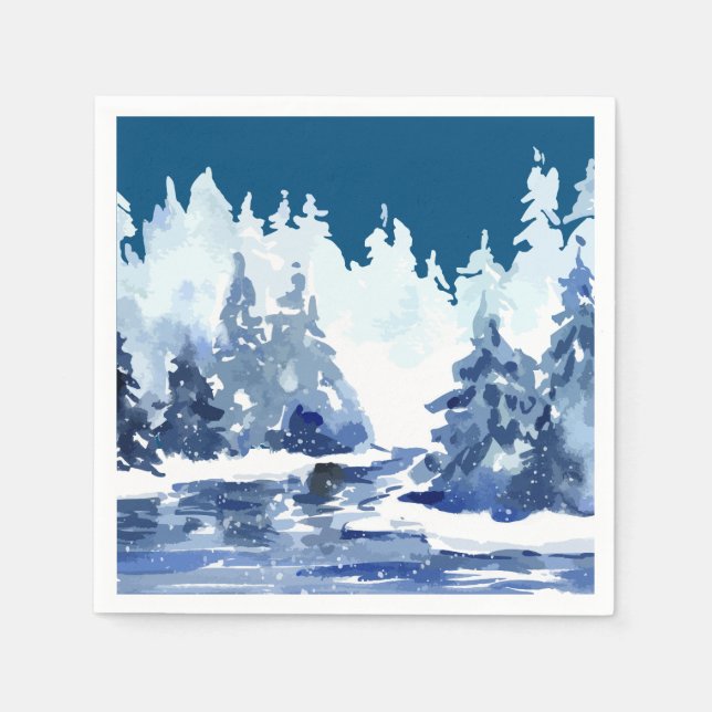 Winter Forest Scene Napkins (Front)