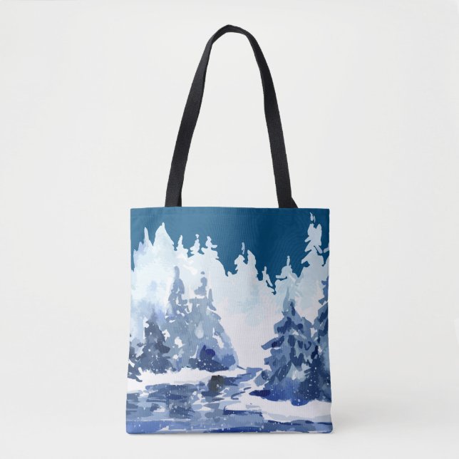 Winter Forest Scene Tote Bag (Front)