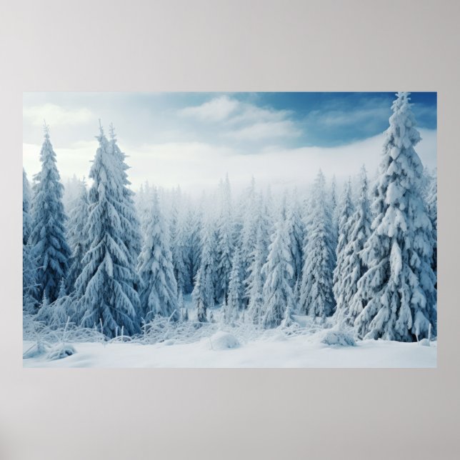 Winter Forest Serene Landscape Surreal Poster (Front)