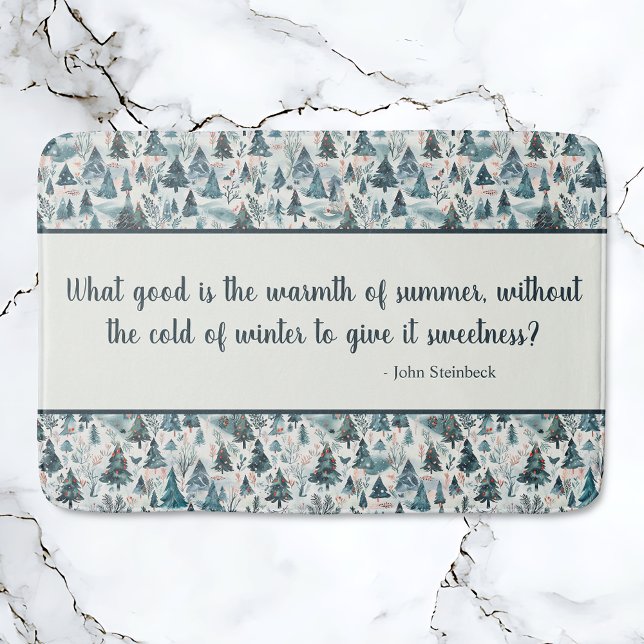 Winter Forest Serenity Bath Mat (Winter Forest Serenity Bath Mat featuring John Steinbeck quote.)