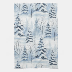Winter Forest Serenity – Snow-Covered Woodland Kitchen Towel