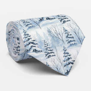 Winter Forest Serenity – Snow-Covered Woodland Neck Tie