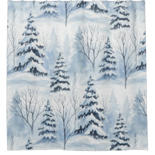 Winter Forest Serenity – Snow-Covered Woodland Shower Curtain