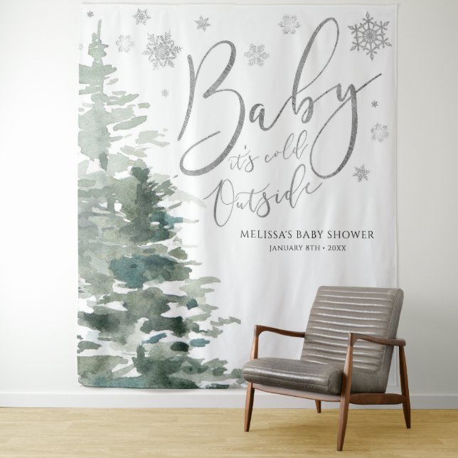 Winter Forest Silver Baby It's Cold Backdrop (In Situ)