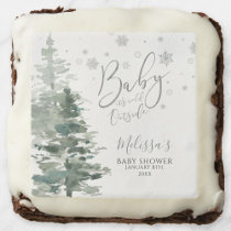 Winter Forest Silver It's Cold Outside Baby Shower Brownie