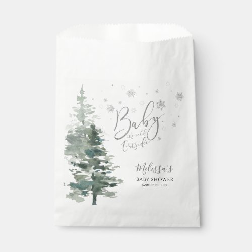 Winter Forest Silver Its Cold Outside Baby Shower Favor Bag