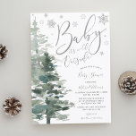 Winter Forest Silver It&#39;s Cold Outside Baby Shower Invitation
