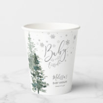 Winter Forest Silver It's Cold Outside Baby Shower Paper Cups