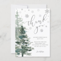 Winter Forest Silver It's Cold Outside Flat Thank You Card