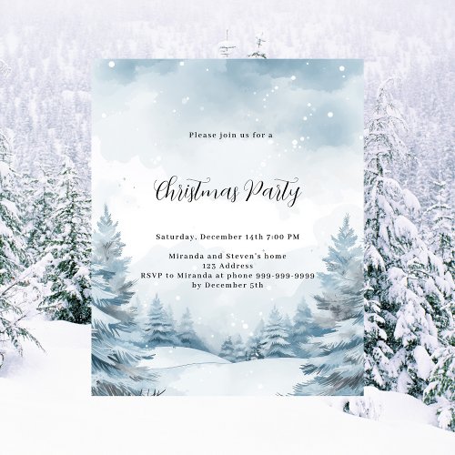 Winter forest snow Christmas Party Invitation