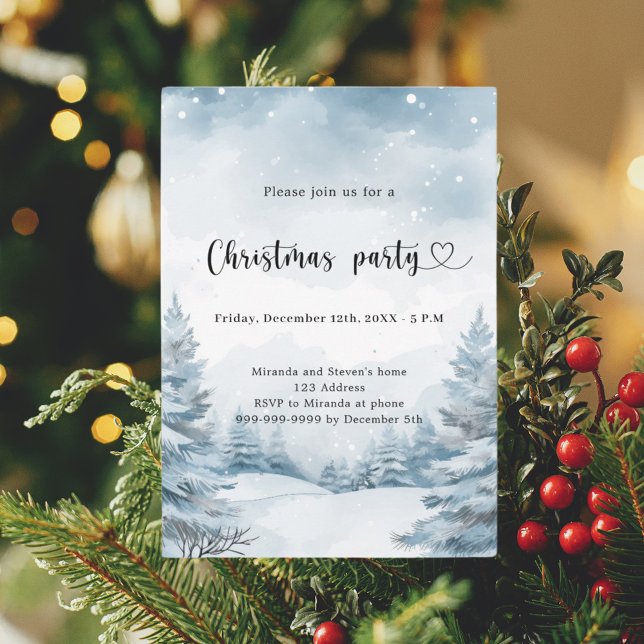 Winter forest snow Christmas Party Invitation (Creator Uploaded)