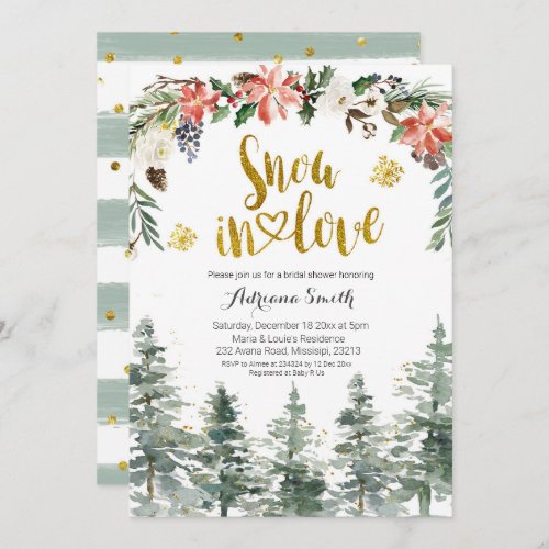 Winter Forest Snow in Love Bridal shower Invitation