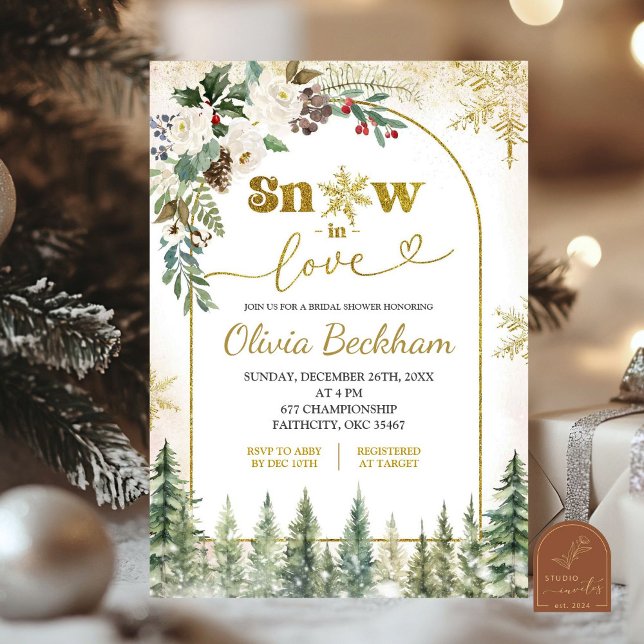 Winter Forest Snow In Love Bridal Shower Invitation (Creator Uploaded)