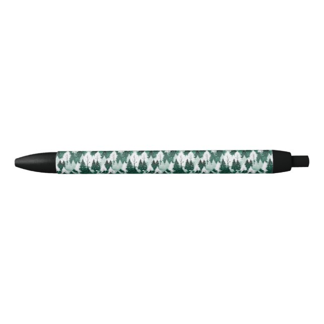 Winter Forest Snow Scene Trees Patterned Christmas Pen (Front)