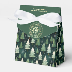 Winter Forest & Snowflake Personalized Bakery Bag Favor Boxes