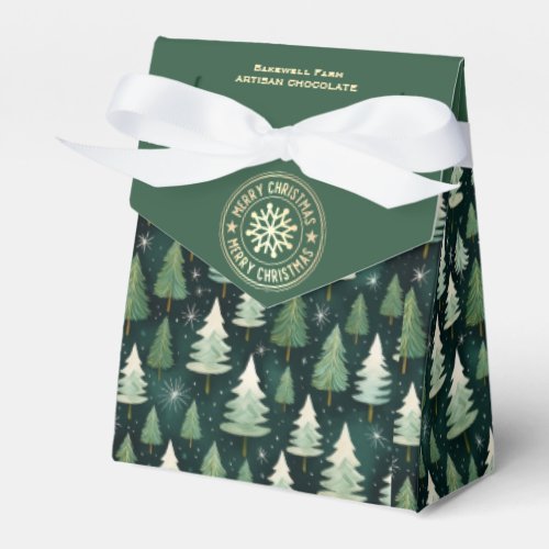 Winter Forest  Snowflake Personalized Bakery Bag Favor Boxes