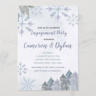 Winter Forest Snowflakes engagement invitation