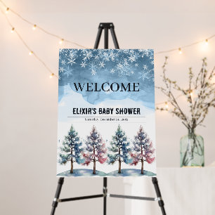 Winter Forest Snowflakes & Pine Trees Baby Shower Foam Board