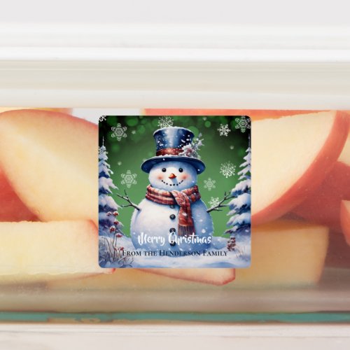 Winter Forest Snowman Christmas Baking  Green Labels