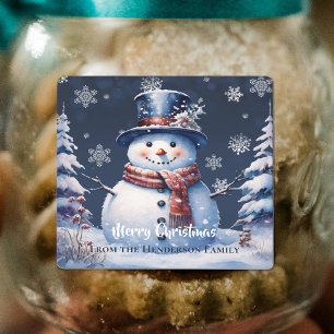 Winter Forest Snowman Christmas Baking Labels