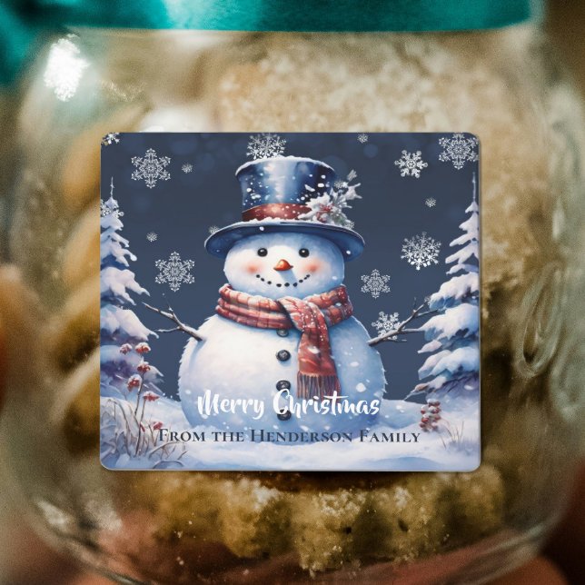 Winter Forest Snowman Christmas Baking Labels (Winter Forest Snowman Christmas Baking Label)