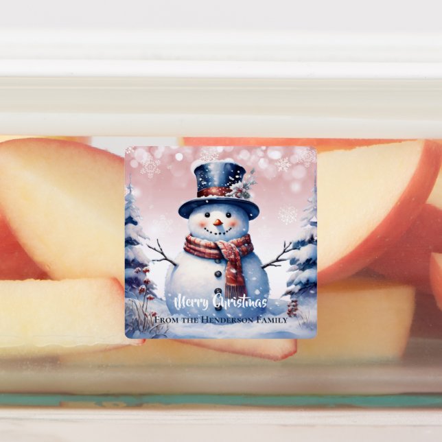 Winter Forest Snowman Christmas Baking | Pink Labels (Affixed)