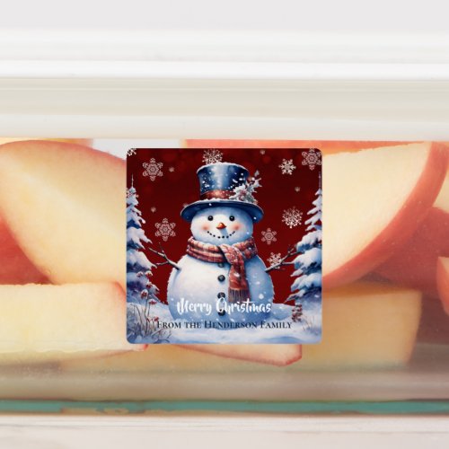 Winter Forest Snowman Christmas Baking  Red Labels