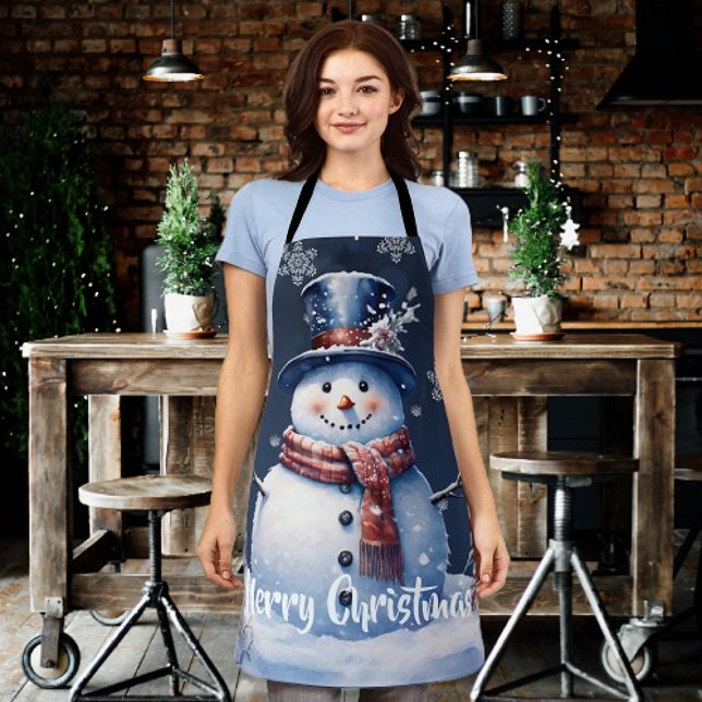 Winter Forest Snowman Christmas | Blue Apron (Winter Forest Snowman Christmas Apron)